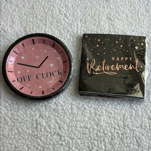 Pink Off Clock and Happy Retirement Dessert Set